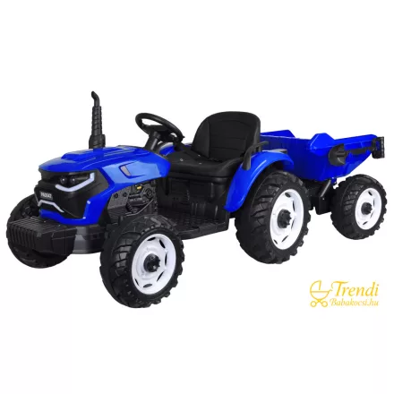 XXL elektromos traktor utánfutóval - kék