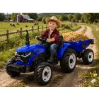 XXL elektromos traktor utánfutóval - kék