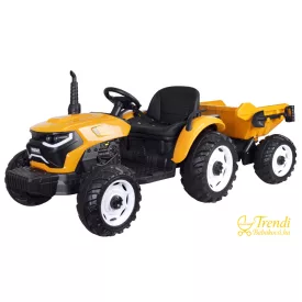 XXL elektromos traktor utánfutóval - sárga