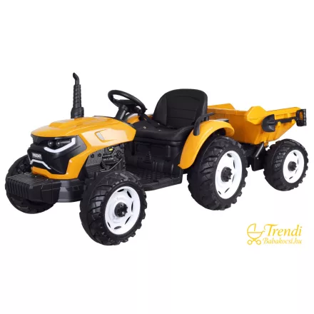 XXL elektromos traktor utánfutóval - sárga