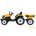 XXL elektromos traktor utánfutóval - sárga
