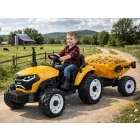 XXL elektromos traktor utánfutóval - sárga