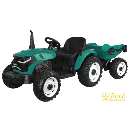 XXL elektromos traktor utánfutóval - zöld