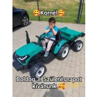 XXL 24V elektromos traktor utánfutóval - zöld