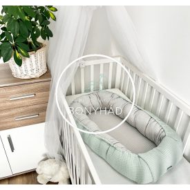 Szürke–menta waffle babafészek – puha, pamut babafészek újszülötteknek - trendibabakocsi.hu