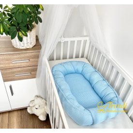 Babakék waffle babafészek – puha, pamut babafészek újszülötteknek trendibabakocsi.hu