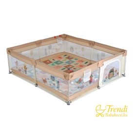    GAMEZONE összecsukható járóka szőnyeggel és 60 labdával – 180×200 cm – Bézs