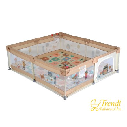  GAMEZONE összecsukható járóka szőnyeggel és 60 labdával – 180×200 cm – Bézs