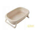 Tega Baby bézs összecsukható kád lefolyódugóval és hőmérővel