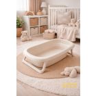 Tega Baby bézs összecsukható kád lefolyódugóval és hőmérővel