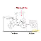 XXL elektromos traktor utánfutóval - Kék - 24V - 2×200W