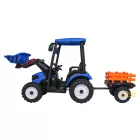 XXL elektromos traktor utánfutóval - Kék - 24V - 2×200W