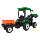 XXL elektromos traktor utánfutóval - Zöld - 24V - 2×200W