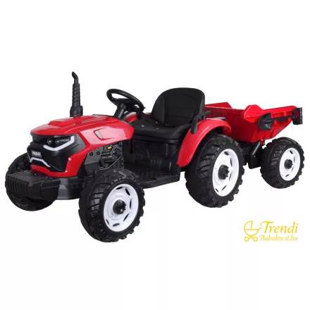 XXL 24V elektromos traktor utánfutóval - piros