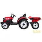 XXL 24V elektromos traktor utánfutóval - piros