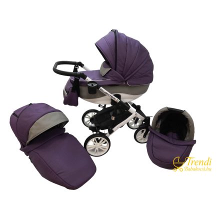 Gallardo Firkon ECO - 3in1 multifunkciós babakocsi - 45 (Lila - Szürke ECO Bőr)