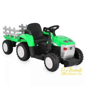 Elektromos traktor utánfutóval - zöld