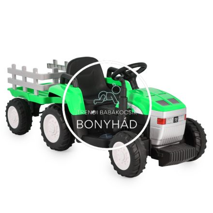 Elektromos traktor utánfutóval - zöld