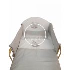 Szürke csíkos, hímzett alvó baba - 3 részes babaágynemű szett - Bébi méret