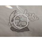 Szürke csíkos, hímzett alvó baba - 3 részes babaágynemű szett - Bébi méret