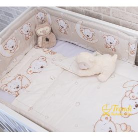 3 részes babaágynemű szett - Maci és hold - Bézs