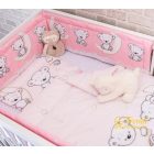 3 részes babaágynemű szett - Maci és hold - Rózsaszín