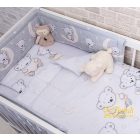 3 részes babaágynemű szett - Maci és hold - Szürke