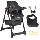 Lindo - Multifunkciós Etetőszék - Ajándék kiegészítőkkel (előke, kanál, villa) - Fekete