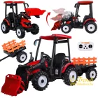 XXL elektromos traktor utánfutóval - Piros - 24V - 2×200W
