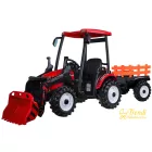 XXL elektromos traktor utánfutóval - Piros - 24V - 2×200W